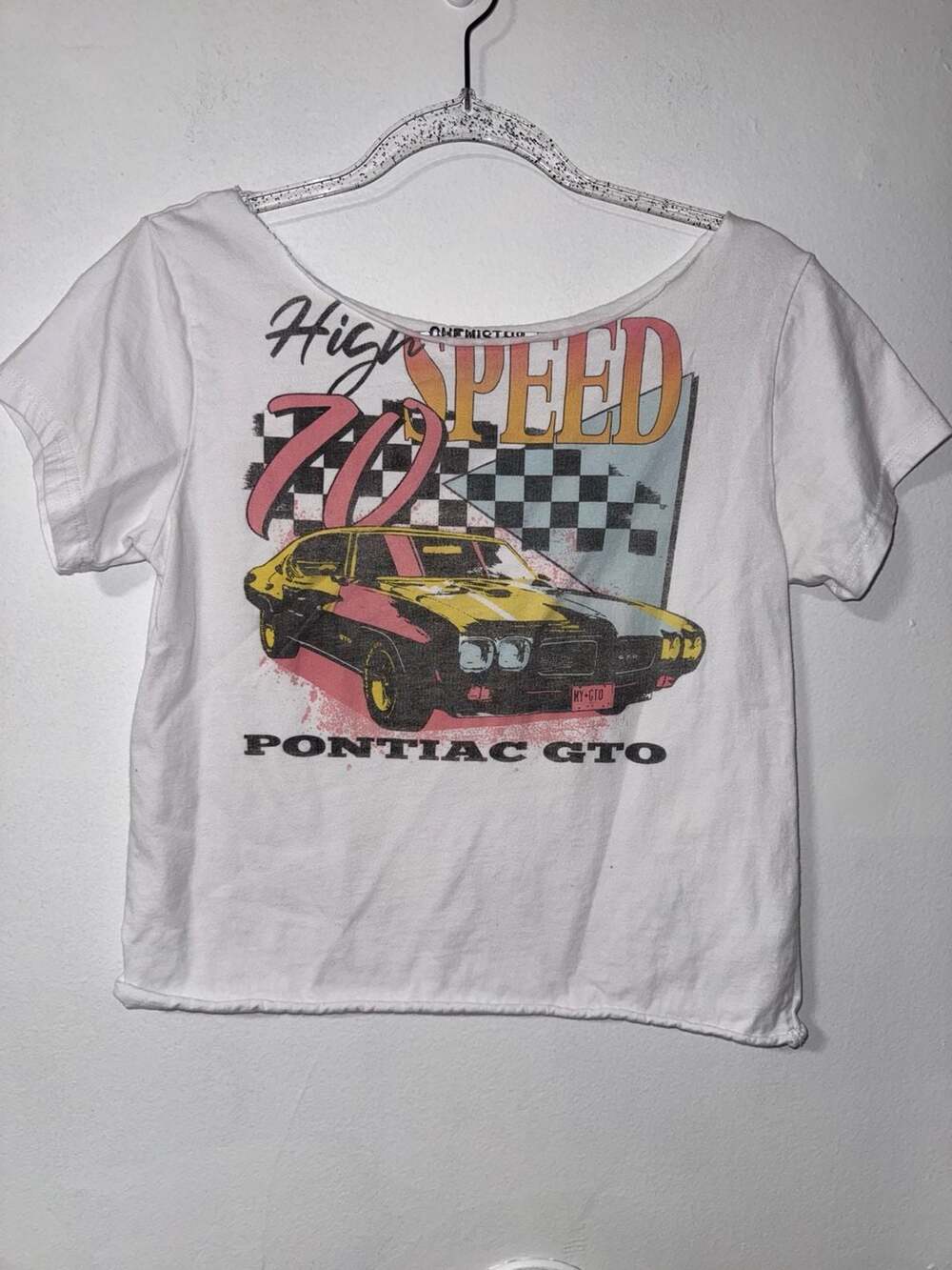 Chemistry High Speed Pontiac GTO Graphic Crop T-Shirt White Size Small